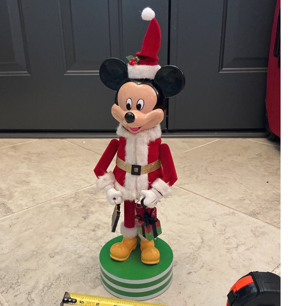Disney Mickey Mouse Santa Claus Faux Nutcracker Christmas Decor 15" NWT